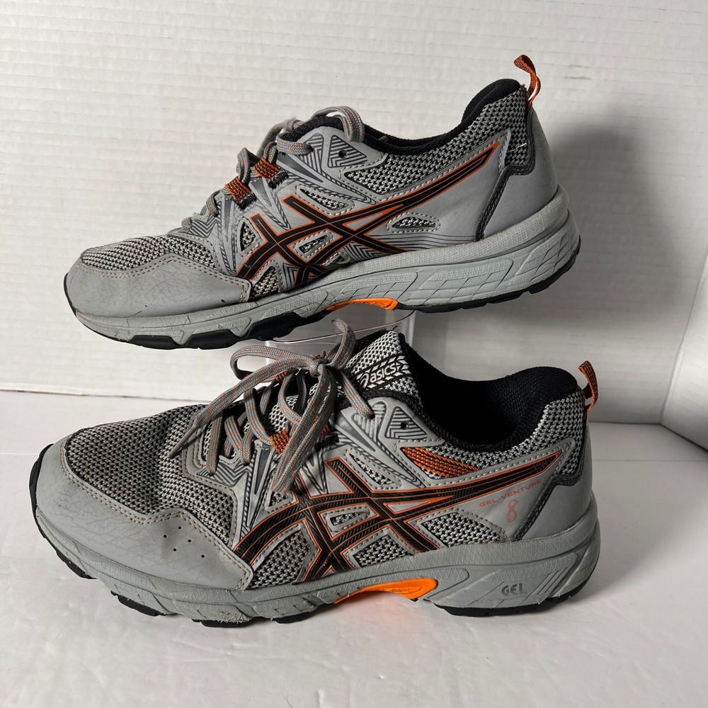 Asics Gel-Venture 8 Mens 7.5 Grey Orange Trail Running Shoes 1011A824